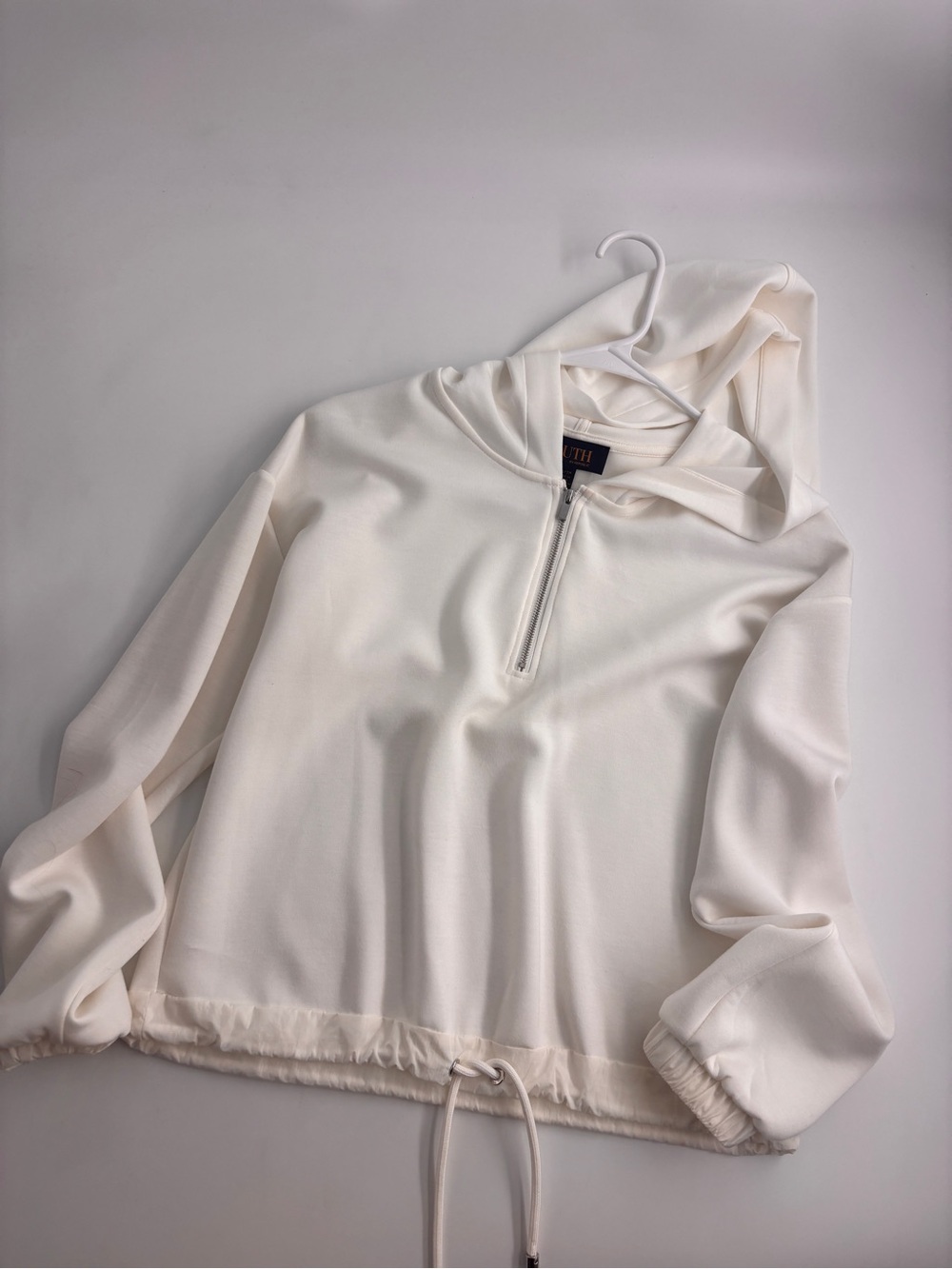 Lightweight Cream Half-Zip Hoodie - Women